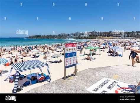 iconic bondi beach in sydney eastern suburbs blue sky summers day 2023 crowds flock to the