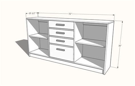 Simple Sideboard With Open Shelves And Drawers Ana White