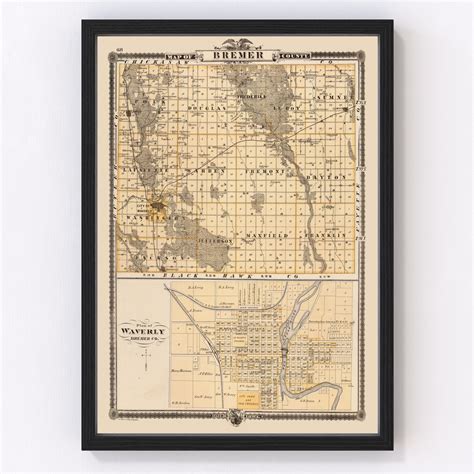Vintage Map Of Bremer County Iowa 1875 By Teds Vintage Art