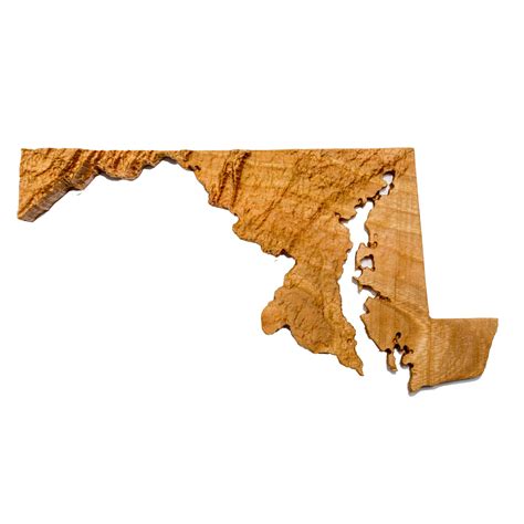 Wooden Topographic Map Of Maryland Elevated Woodworking