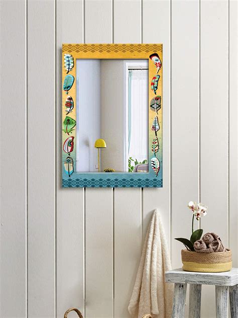 Buy 999store Printed Mirror For Vanity Wall Mirror For Bathroom Peacock Feathers Washroom