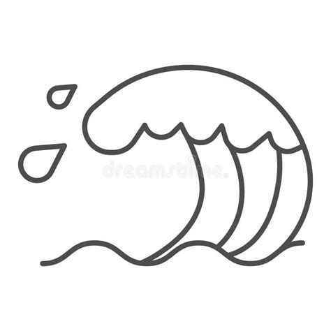Sea Wave Thin Line Icon Summer Concept Water Splash Sign On White