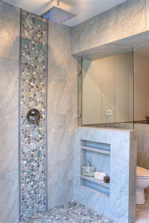 Black honeycomb tiles & brass fixtures. 28 Best Bathroom Shower Tile Designs 2018 - Interior ...