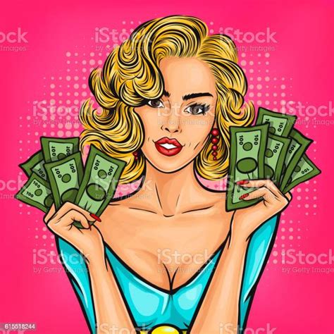 Vector Pop Art Girl With Cash Stock Illustration Download Image Now Women Sensuality Pop