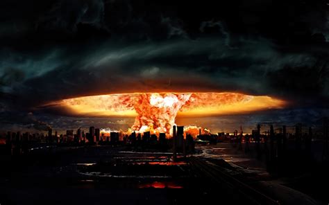 Download Wallpapers Nuclear Explosion 4k Destruction Of City