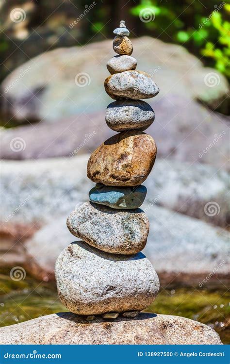 Rock Balancing In Vancouver Stone Stacking Garden Royalty Free Stock