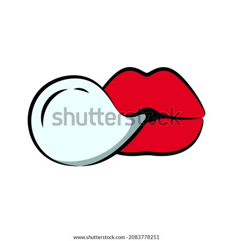 Female Beautiful Lips Blowing Gum Bubble Stock Vector Royalty Free
