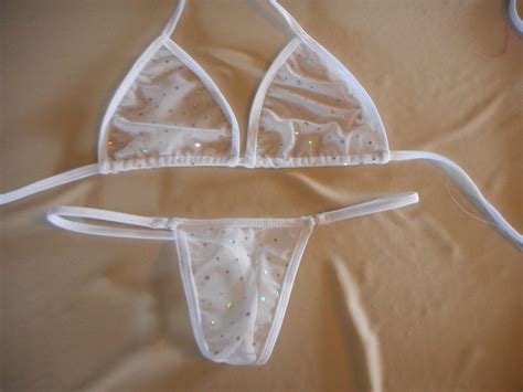 White Mesh G String Bikini Sheer Bikini Exotic Lingerie