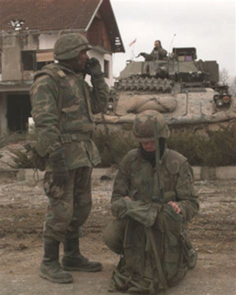 Us Army Soldiers On Patrol Near The Town Of Sljoke Bosnia And