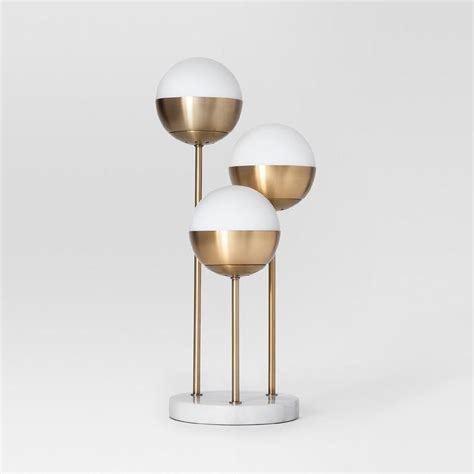 Geneva Glass Brass Triple Globe Table Lamp