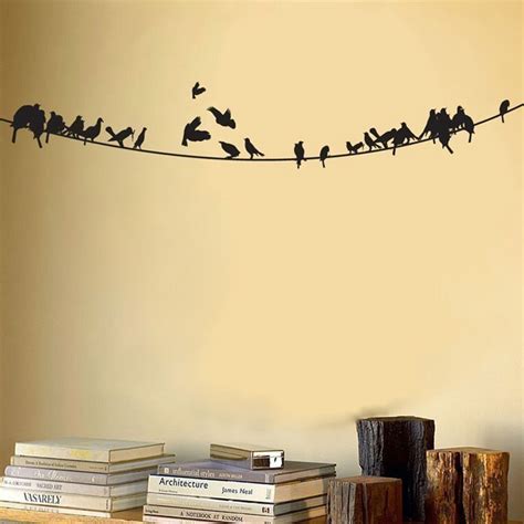Birds Sitting On A Powerline Vinyl Wall Decal