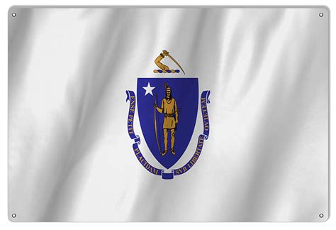 Massachusetts State Flag Sign 12x18 Reproduction Vintage Signs