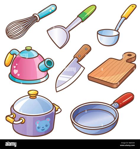Ilustración Vectorial De Dibujos Animados Herramientas De Cocina Imagen