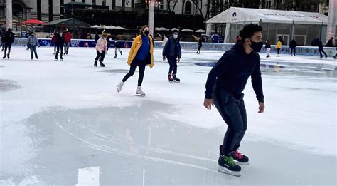 Figure skating jumps are an element of three competitive figure skating disciplines—men's singles, ladies' singles, and pair skating but not ice dancing. Ice Skating Rinks : The Rink at Bryant Park : NYC Parks