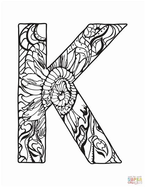 Letter K Coloring Page Elegant Letter K Zentangle Coloring Page In 2020