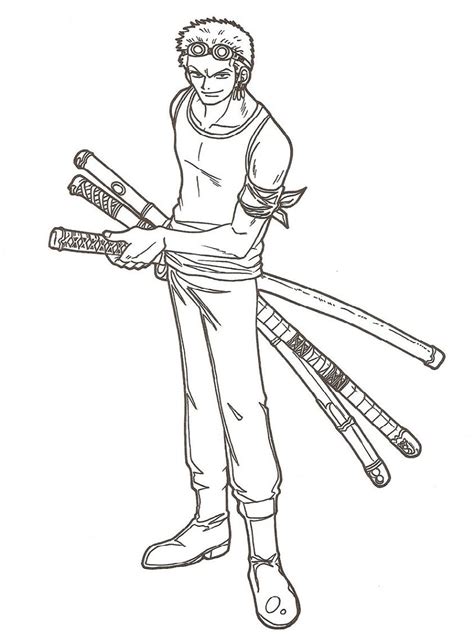 Roronoa Zoro Holding Sword Coloring Page Anime Coloring Pages