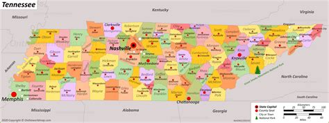 Tennessee State Map | USA | Maps of Tennessee (TN)