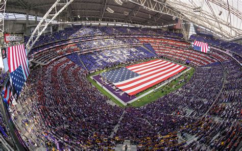 This stadium is an enclosed venue, and it was only completed in 2016. Download wallpapers Minnesota Vikings, US Bank Stadium ...