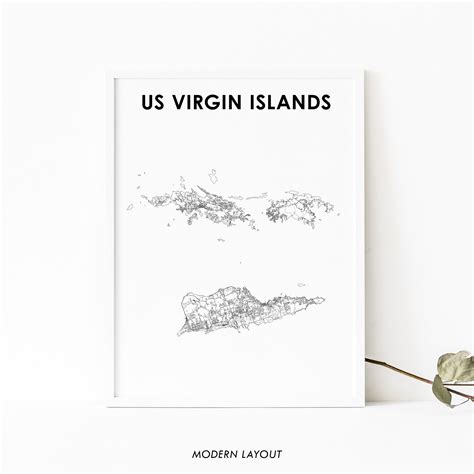 Us Virgin Islands Map Print Usvi Road Map Poster St Thomas Etsy
