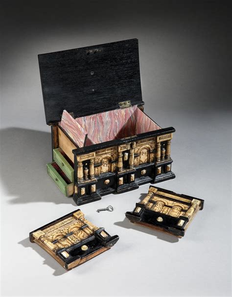 17th Century Flemish Ebonized Alabaster Cabinet Bada