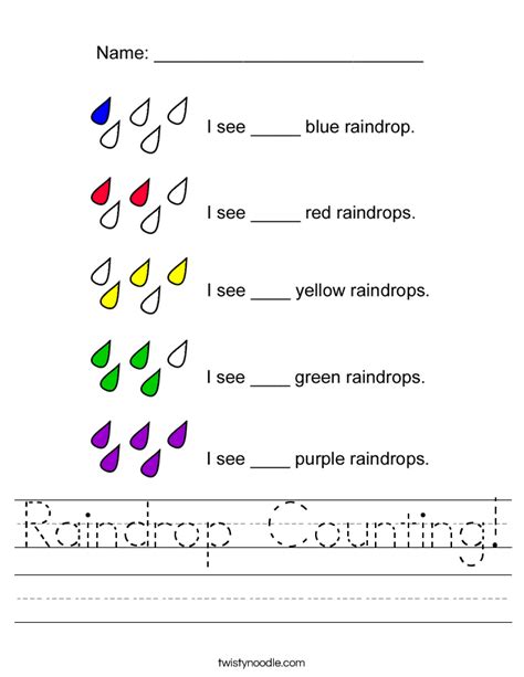 Raindrop Counting Worksheet Twisty Noodle