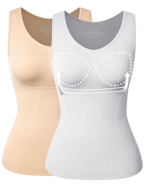 women s 2 pack tummy control shapewear tank top seamless body shaper compression top