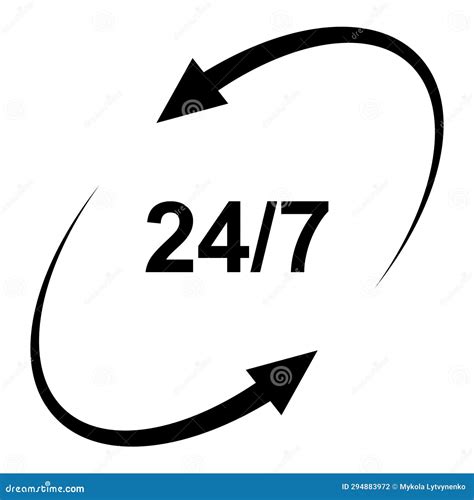 24 Hours Day, Round Clock Work Service, 7 Days Week Stock Illustration