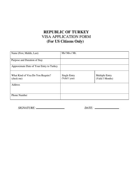 Turkish Visa Application Form For Us Citizens Only Fill Out Sign