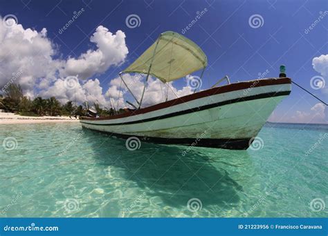 Fishing Boat On Tropical Caribbean Beach Stock Photo Image Of Boat