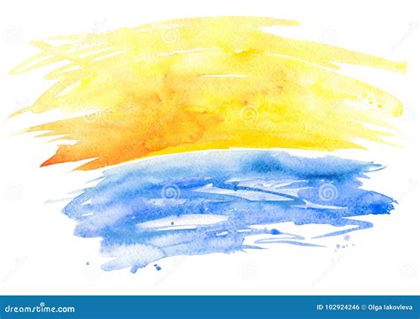 Watercolor Background With Yellow And Blue Splashes Stock Illustration