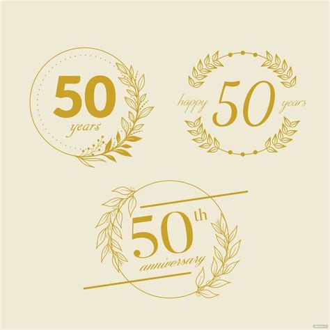 Free Gold Happy 50th Birthday Vector Eps Illustrator  Png Svg
