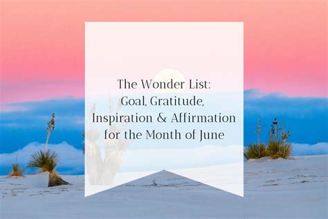 The Wonder List Goal Gratitude Inspiration And Affirmation For The