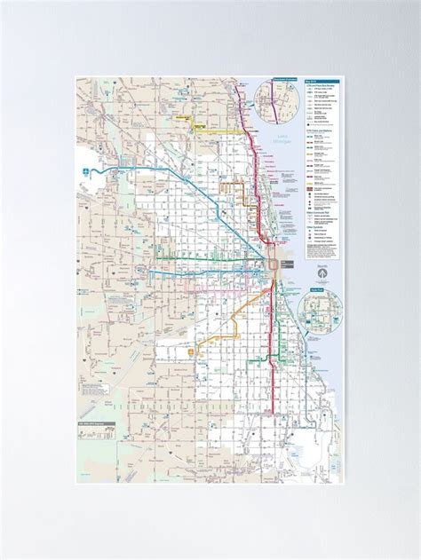 Chicago Transit Authority Map Cta Map Poster By Benayache Chicago