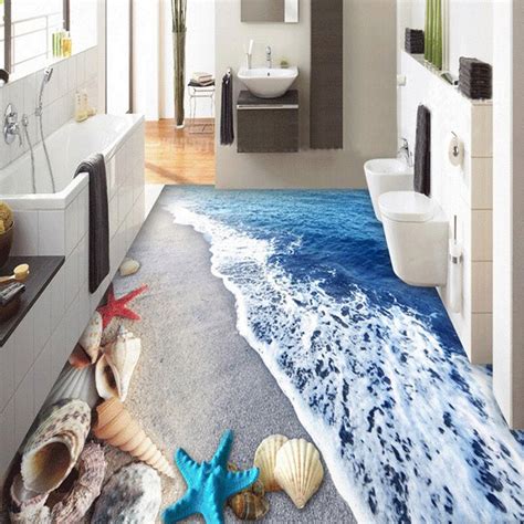 Custom 3d Floor Wallpaper Beach Sand Shells Living Room Bedroom