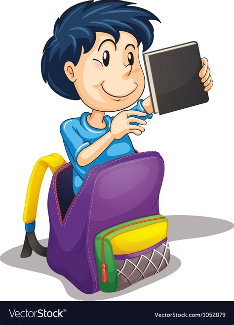 A Boy In The School Bag Royalty Free Vector Image