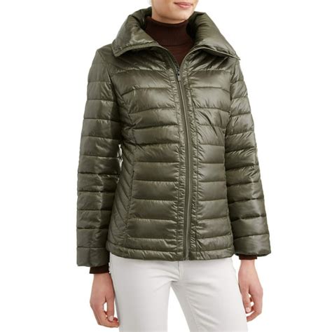 Online Womens Down Blend Quilted Jacket With Convertible Collar