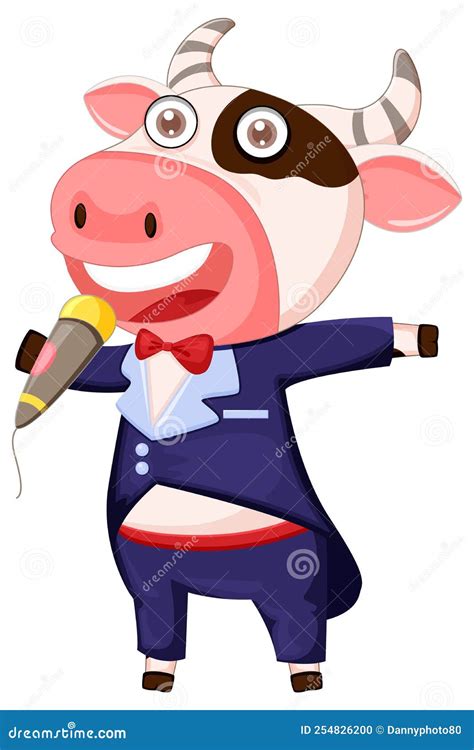 A Cow Singing Cartoon Character Stock Vector Illustration Of Cartoon