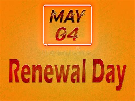 04 May Renewal Day Text Effect On Orange Background Stock