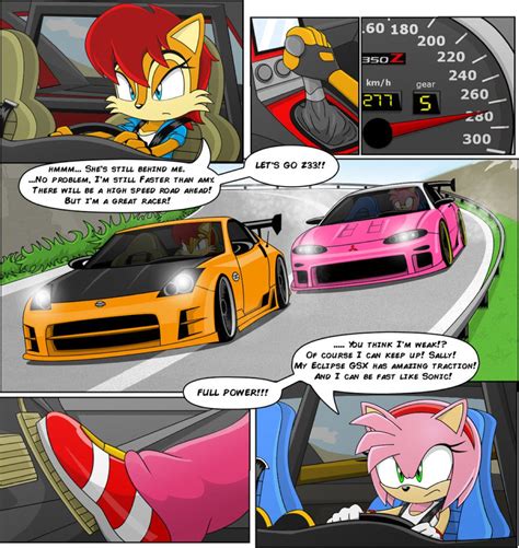 Sally Acorn Vs Amy Rose Racing By Blazegtr On Deviantart Sally Acorn Amy Rose Sonic Fan