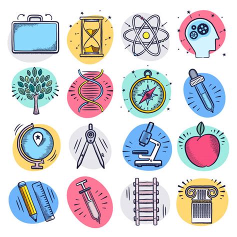620 Chemistry Pharmacology Natural Sciences Vector Doodle Set Stock