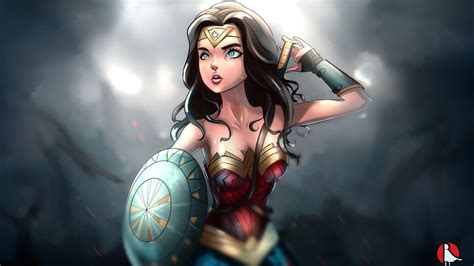 Desktop Wallpaper Beautiful Wonder Woman Cartoon Fan Artwork Hd Image Picture Background