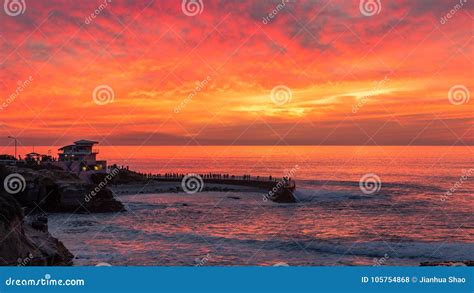 Sunset At The La Jolla Cove San Diego California Stock Photo Image