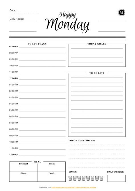 Daily Planner Templates Printable Download Free Pdf Free Daily