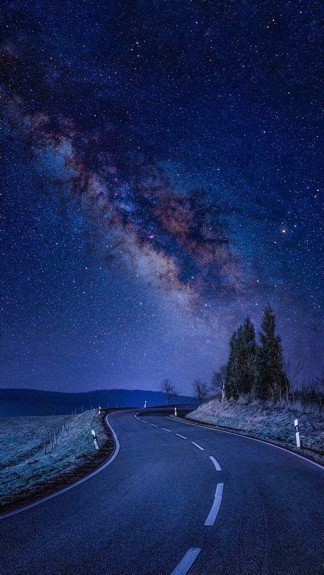 Starry Night Road Galaxy Stars Iphone Wallpaper Iphone Wallpapers