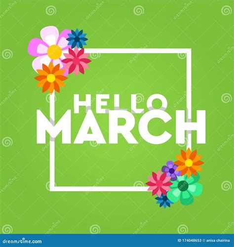 Hello March Banner Vector Design For Celebrate Moment Stock Vector