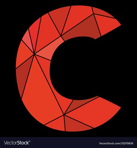 C Red Alphabet Letter Isolated On Black Background