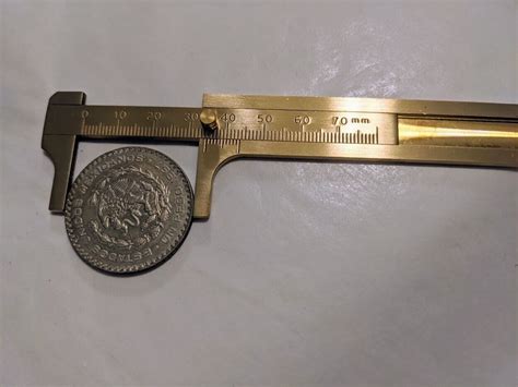 80mm Brass Vernier Calipers Portable Pocket Size Vintage Measuring