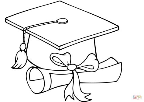 Graduate Cap With Diploma Coloring Page Free Printable Coloring Pages
