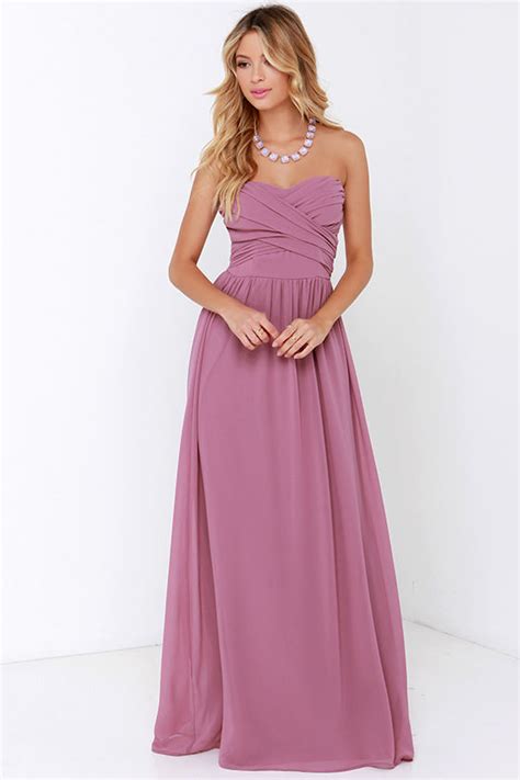 Lovely Mauve Dress Strapless Dress Maxi Dress 6800 Lulus