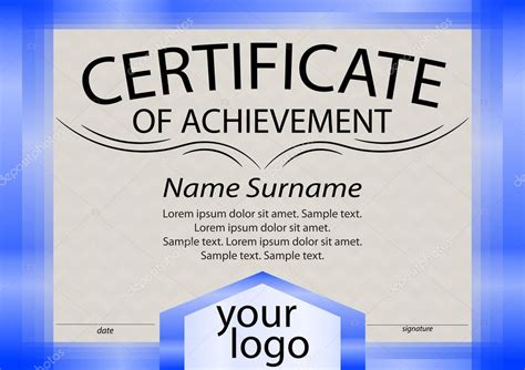 Certificado De Logro O Diploma Marco Azul Recompensa Vector